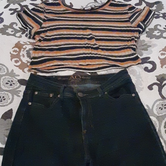 Shirt and high waist Jean's set - Picture 2 of 2